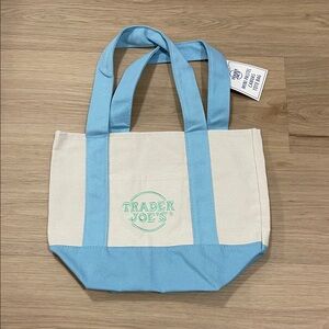 Trader Joe's Blue and Cream Tote Bag